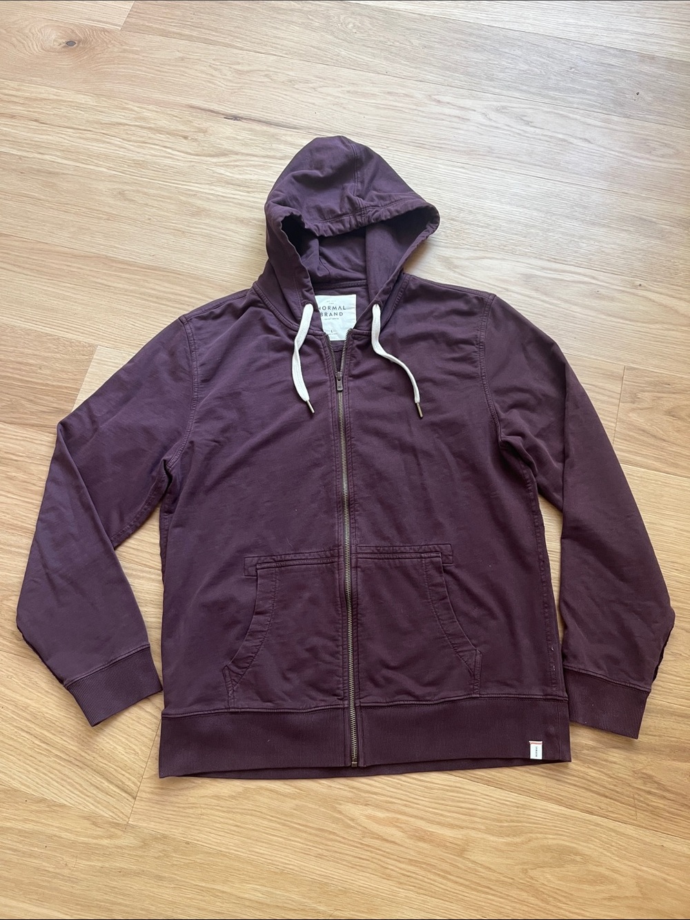 The Normal Brand Men's Zip-Up Hoodie in Burgundy Plum size L